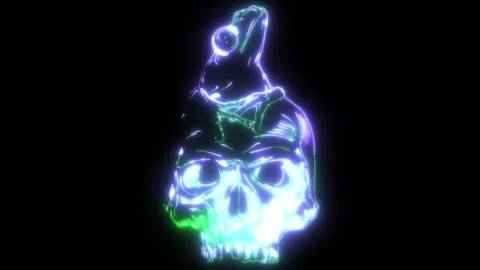 Neon animation of skull with frog 스톡 동영상 275325270