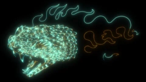 Neon animation of snake head Stock Footage 275526940