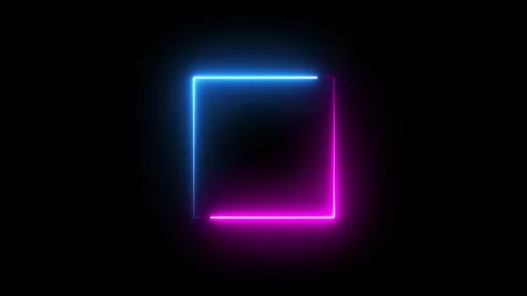 Neon animation of square shape on black background Stock Footage 285323971
