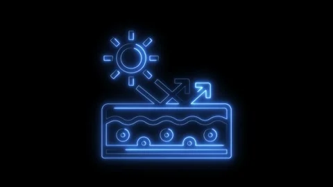 Neon animation of sun rays reflecting from skin layer in ultraviolet protection Stock Footage 322972005