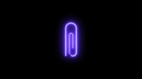 Neon aper clip animated icon. Paperclip spin line animation. Stock Footage 304098920