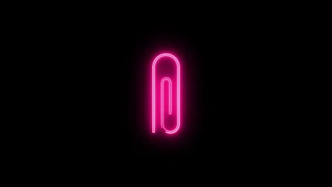 Neon aper clip animated icon. Paperclip spin line animation. Stock Footage 304098925