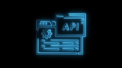 Neon api interface icon animation for software development and technology w.. Stock Footage 312333222