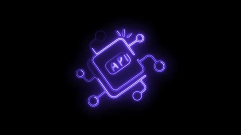 Neon api interface icon animation depicting software development and connec.. Stockbeeldmateriaal 330780048