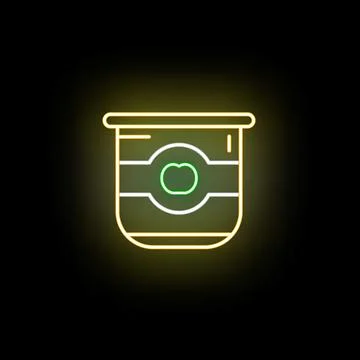 Neon apple jam jar glowing outline icon Stock Illustration
