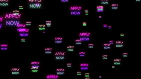 Neon Apply Now Recruitment Background with Glowing Job Hiring Text Stock Footage 335103881