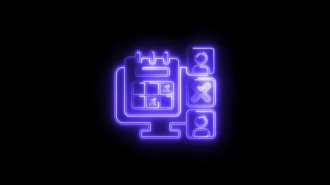 Neon appointment scheduling software interface on a dark background Stock Footage 308178769