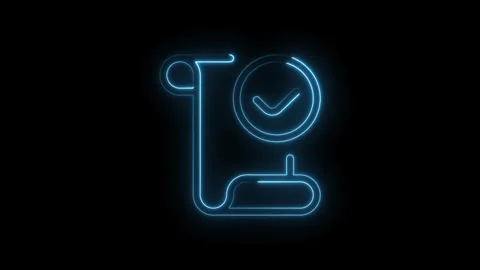Neon approved document animation on black background for business solutions.. Stock Footage 314548004
