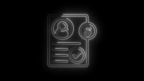 Neon approved loan application animated concept with user profile icon and .. Stock Footage 312307942
