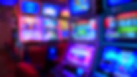 Neon arcade lights with smooth horizontal pan motion scene Vidéo 332511185