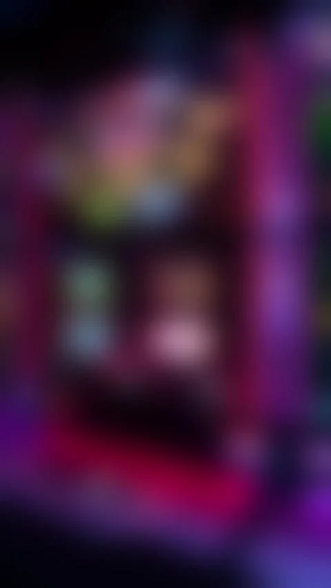 Neon arcade lights with smooth horizontal pan motion scene Video stock 332511461