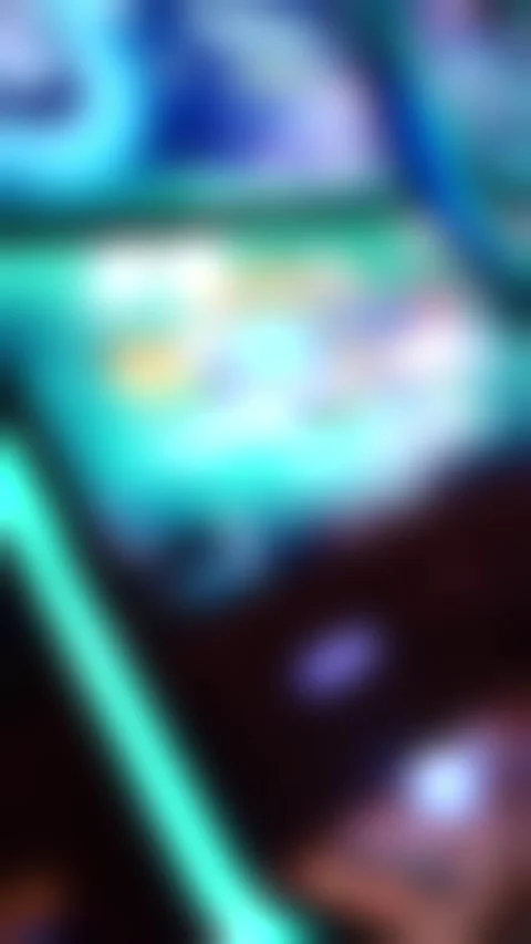 Neon arcade lights with smooth horizontal pan motion scene Video stock 332511643