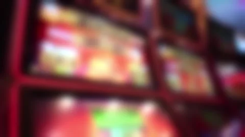 Neon arcade lights with smooth horizontal pan motion scene Video stock 332511646