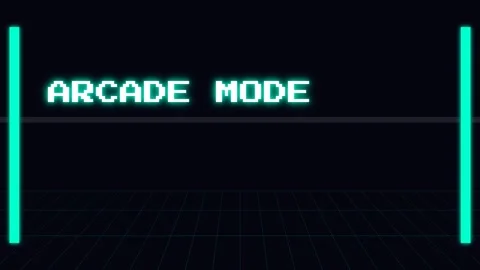 Neon Arcade Mode Display Screen Interface on Dark Background Stock Footage 337500745