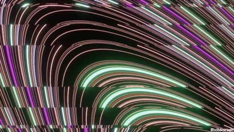 Neon Arcs: Hypnotic Light Trails, Dreamy Abstract Motion Stock Footage 302407097