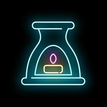 Neon aroma lamp diffusing essential oil for relaxation Stock Illustration