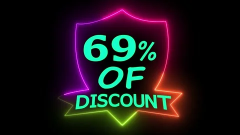 Neon Arrow 69% Discount Display Vertical Video Animation for Marketing Prom.. Stock Footage 329544309