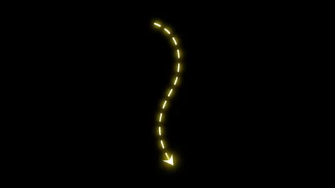 Neon arrow animated displaying curvy yellow neon light Vídeo Stock 341962860