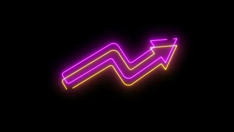 Neon arrow animated glowing upward business growth graph rising to success symbo Stock Footage 343850465