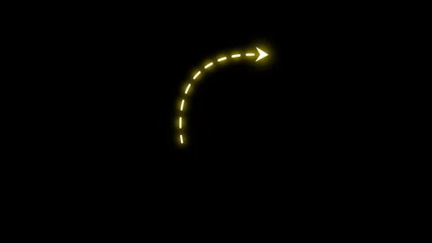 Neon arrow animated presenting yellow dashed right turn Vídeo Stock 341962828