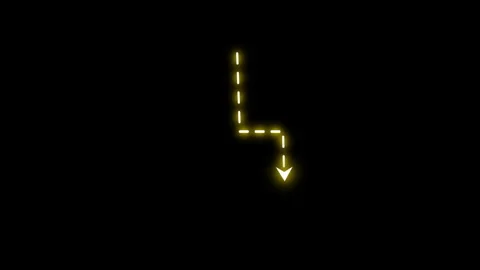 Neon arrow animated presenting yellow dashed zigzag indicator Vídeo Stock 341962901