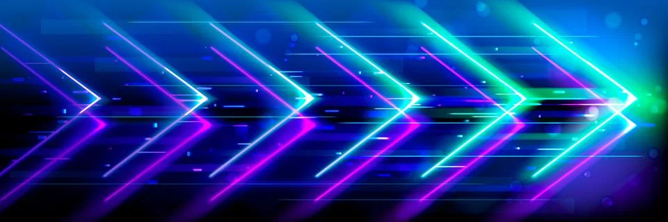 Neon arrow boost speed lines on digital bg Stock Illustration