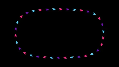 Neon Arrow Border Animation Loop with Colorful Glowing Chevrons Moving Arou.. 스톡 동영상 347814515