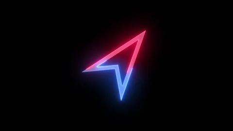 Neon arrow cursor icon blue red color glowing animation black background Stock Footage 268417550