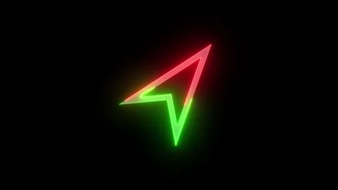 Neon arrow cursor icon green red color glowing animation black background Stock Footage 268417577