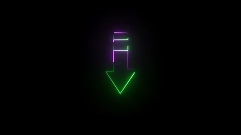 Neon Arrow Downward Motion Graphic Purple Green Glow Dark Background Abstra.. Stock Footage 337958824