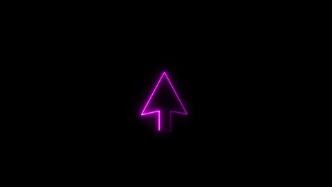 Neon arrow icon. abstract neon location signal icon on black background. Stock Footage 293483153