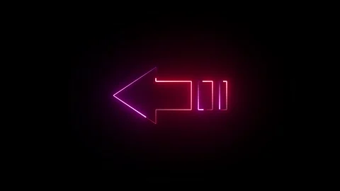 Neon Arrow Left Direction Indicator Glowing Pink Purple Light on Black Back.. Stock Footage 337958820
