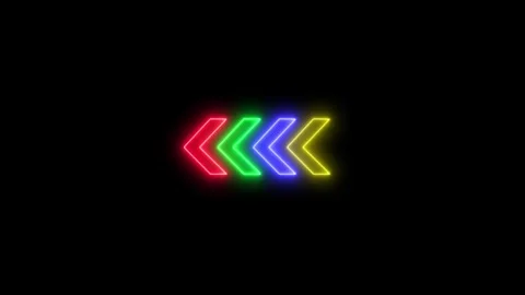 Neon arrow lights flickering on screen Stockbeeldmateriaal 328385910