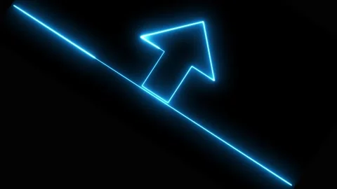 Neon arrow moves up on black background 库存影片 330559021