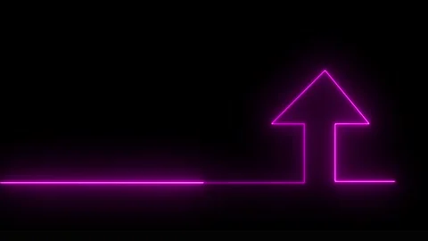 Neon arrow moving forward on black Vidéo 330558950