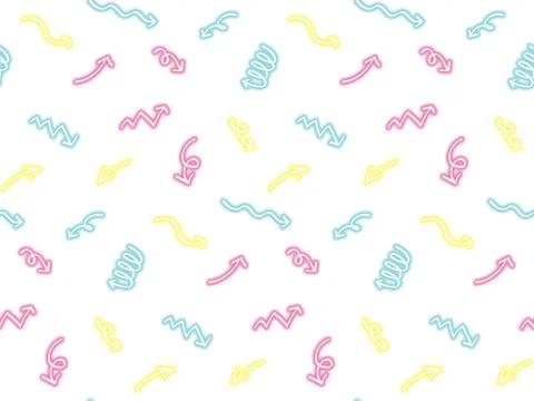 Neon arrow pattern seamless pattern on white background. Stock Illustration