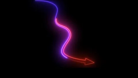 Neon Arrow Pointer Icon for Social Media UI | Glowing LED, Transparent Alph.. Stock Footage 309265357