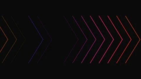 Neon arrow pointers move across dark background with colorful gradient tran.. Stock Footage 341698582