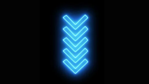 Neon arrow pointing down animation on black Stock Footage 328385430
