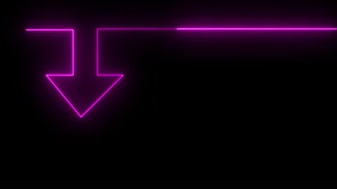 Neon arrow pointing down dynamic Video stock 330558966