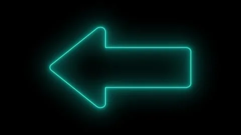 Neon arrow pointing left glowing turquoise in dark background, digital anim.. Stock Footage 345548337