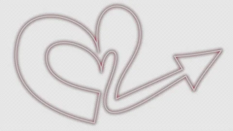 Neon arrow in the shape of a heart. Stock Footage 174901981
