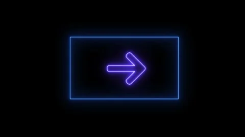 Neon arrow sign glowing within rectangle border on black background for dig.. Stock Footage 345548041