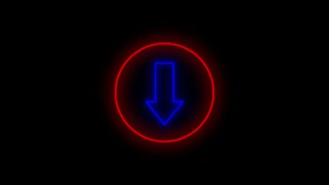 Neon arrow sign pointing down in circle on transparent Background. Stock Footage 316911740