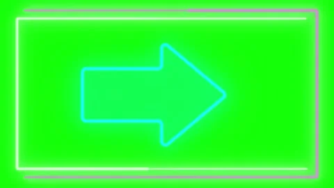 Neon arrow symbols pulsing inside rectangular frames against green background Vídeo Stock 344517088