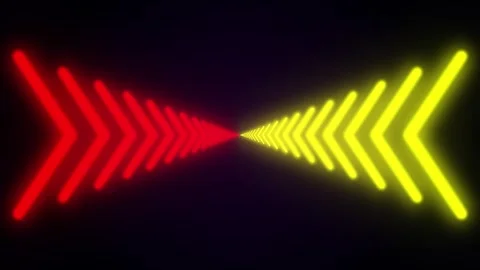 Neon Arrow Tunnel Abstract Loop with Depth of Field and Glowing Particles Video stock 342512313