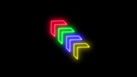 Neon arrows ascending in rgb sequence Stock Footage 328385384