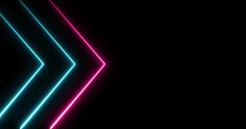 Neon Arrows in Blue and Pink on Black Stock Footage 337087555