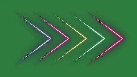 Neon arrows on a green background and three Vídeo Stock 337030231