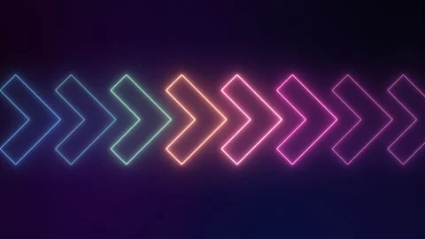 Neon Arrows looped Animation of gradient blue and pink signal on dark background 스톡 동영상 159764141